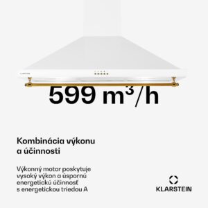 Klarstein Montblanc 90, digestor, 90 cm, nástenný, 610m³/h, LED, lišta, biely