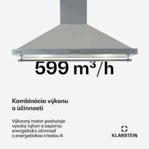 Klarstein Montblanc 90, digestor, 90 cm, nástenný, 610m³/h, LED, lišta, biely