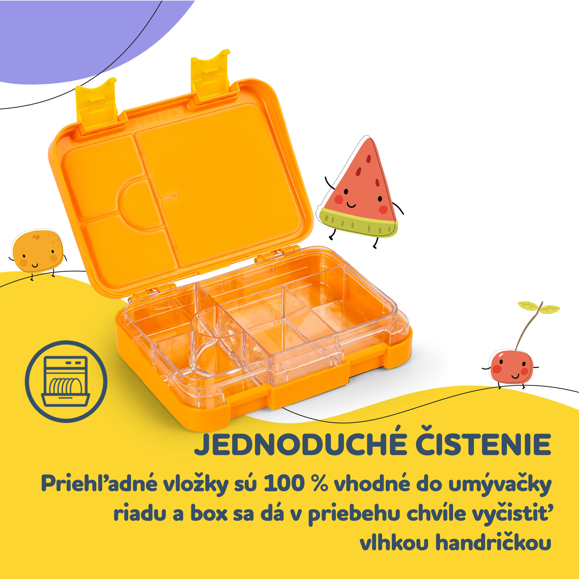 Klarstein Schmatzfatz junior desiatový box, 6 priehradiek, 21,3 x 15 x 4,5 cm, bez BPA – Obrázok 2