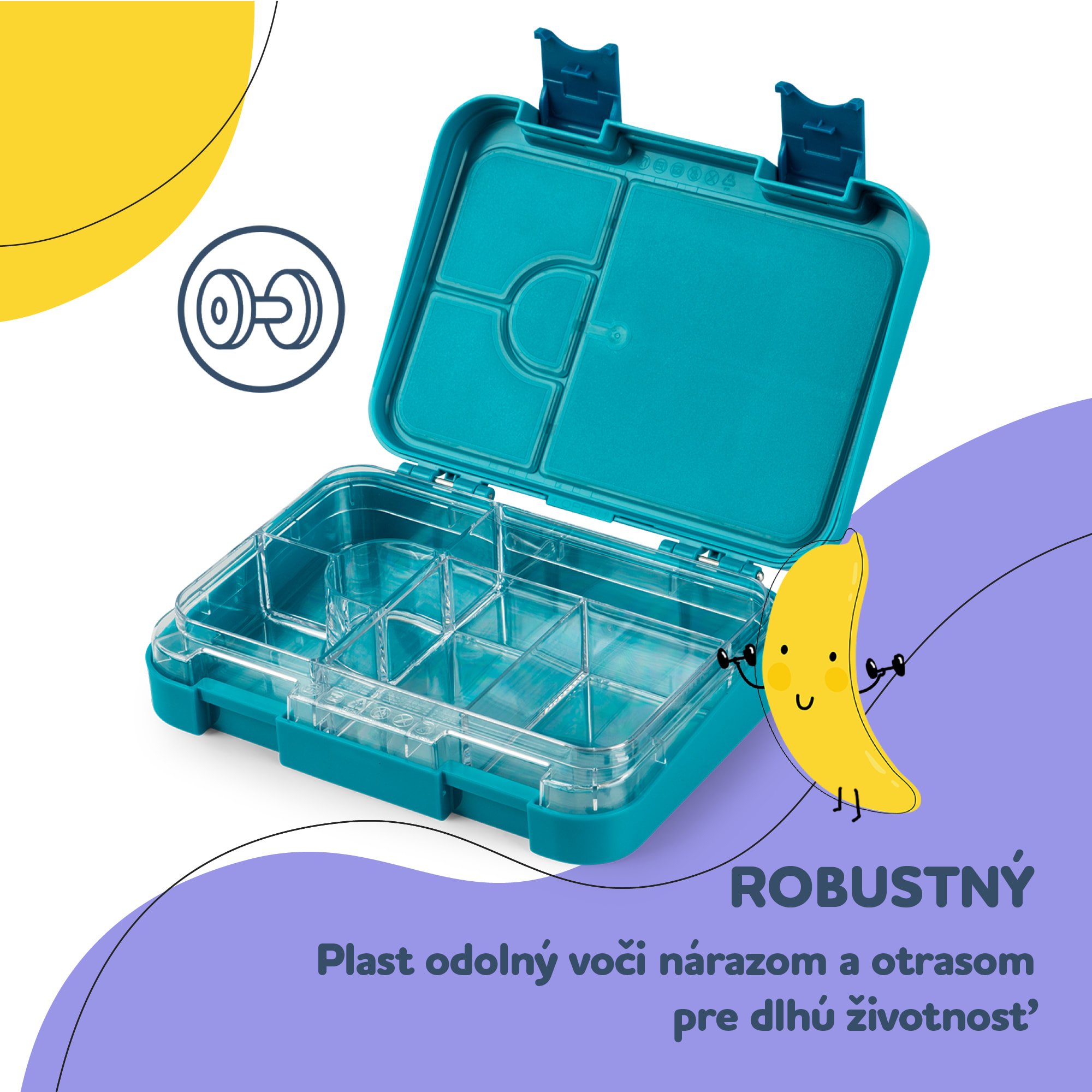 Klarstein Schmatzfatz junior desiatový box, 6 priehradiek, 21,3 x 15 x 4,5 cm, bez BPA – Obrázok 3