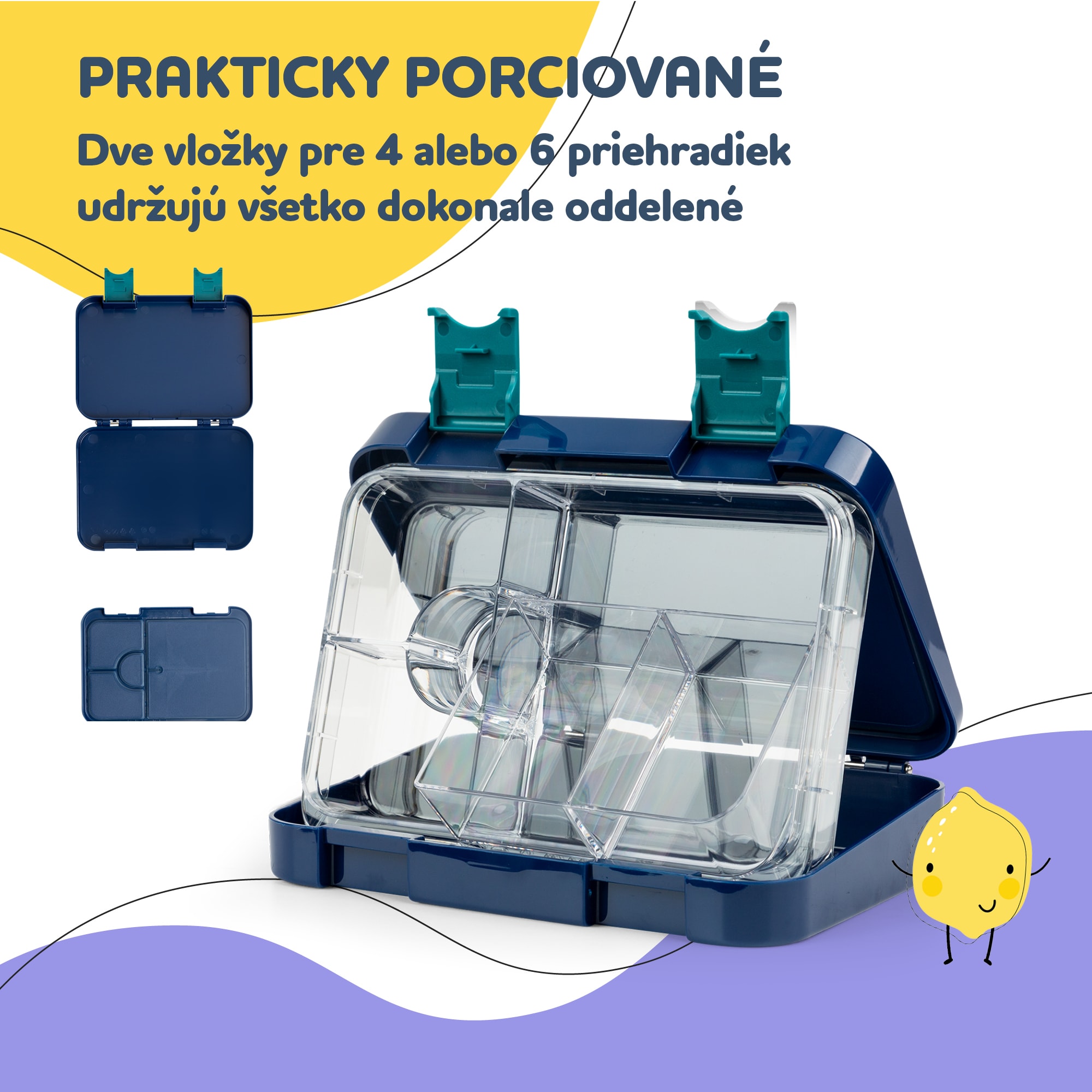 Klarstein Schmatzfatz junior desiatový box, 6 priehradiek, 21,3 x 15 x 4,5 cm, bez BPA