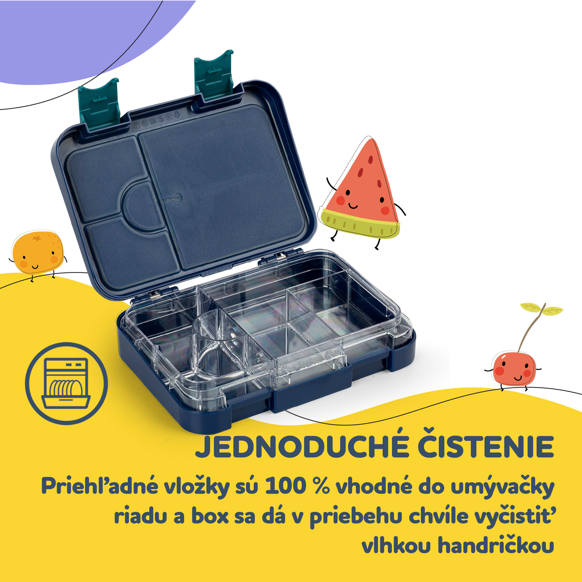 Klarstein Schmatzfatz junior desiatový box, 6 priehradiek, 21,3 x 15 x 4,5 cm, bez BPA – Obrázok 2