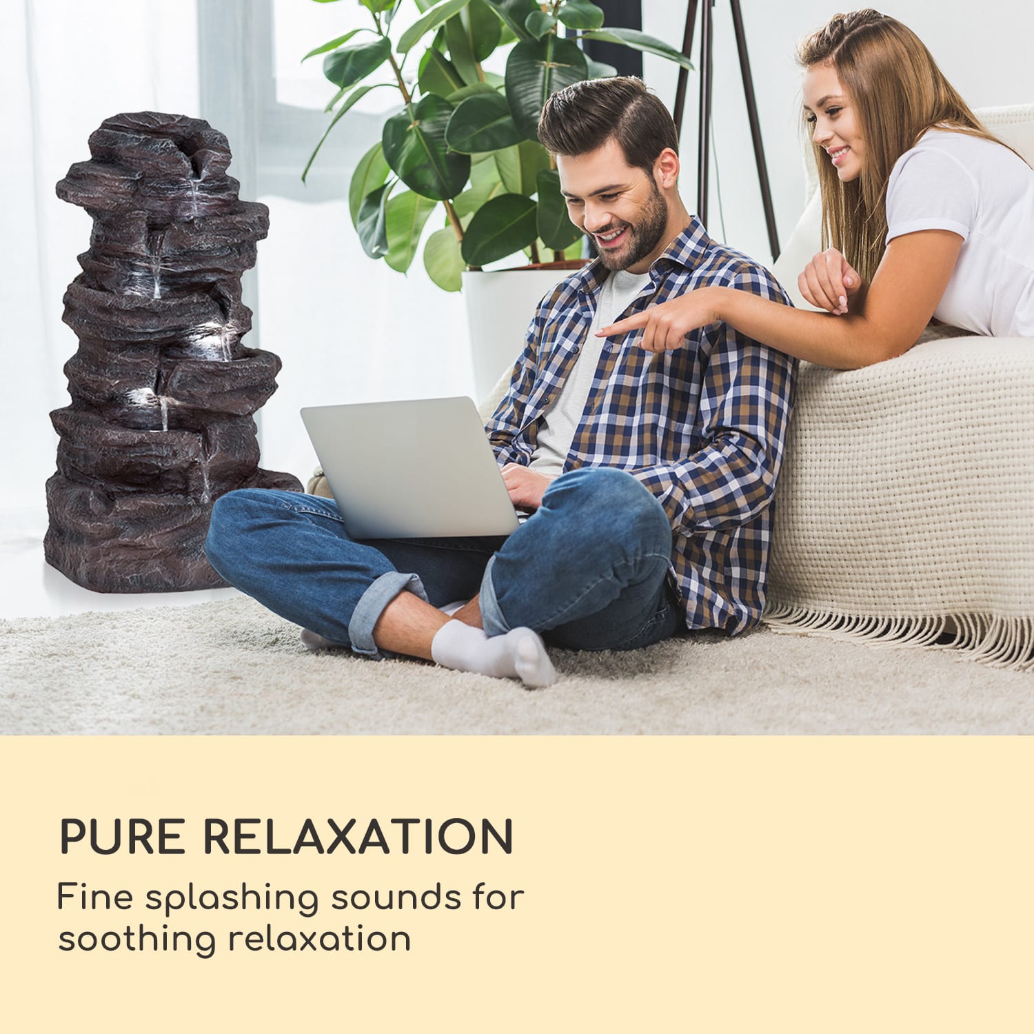 Blumfeldt Stonehenge XL, solárna fontána, LED osvetlenie, polyresin, lítium-iónová batéria – Obrázok 3