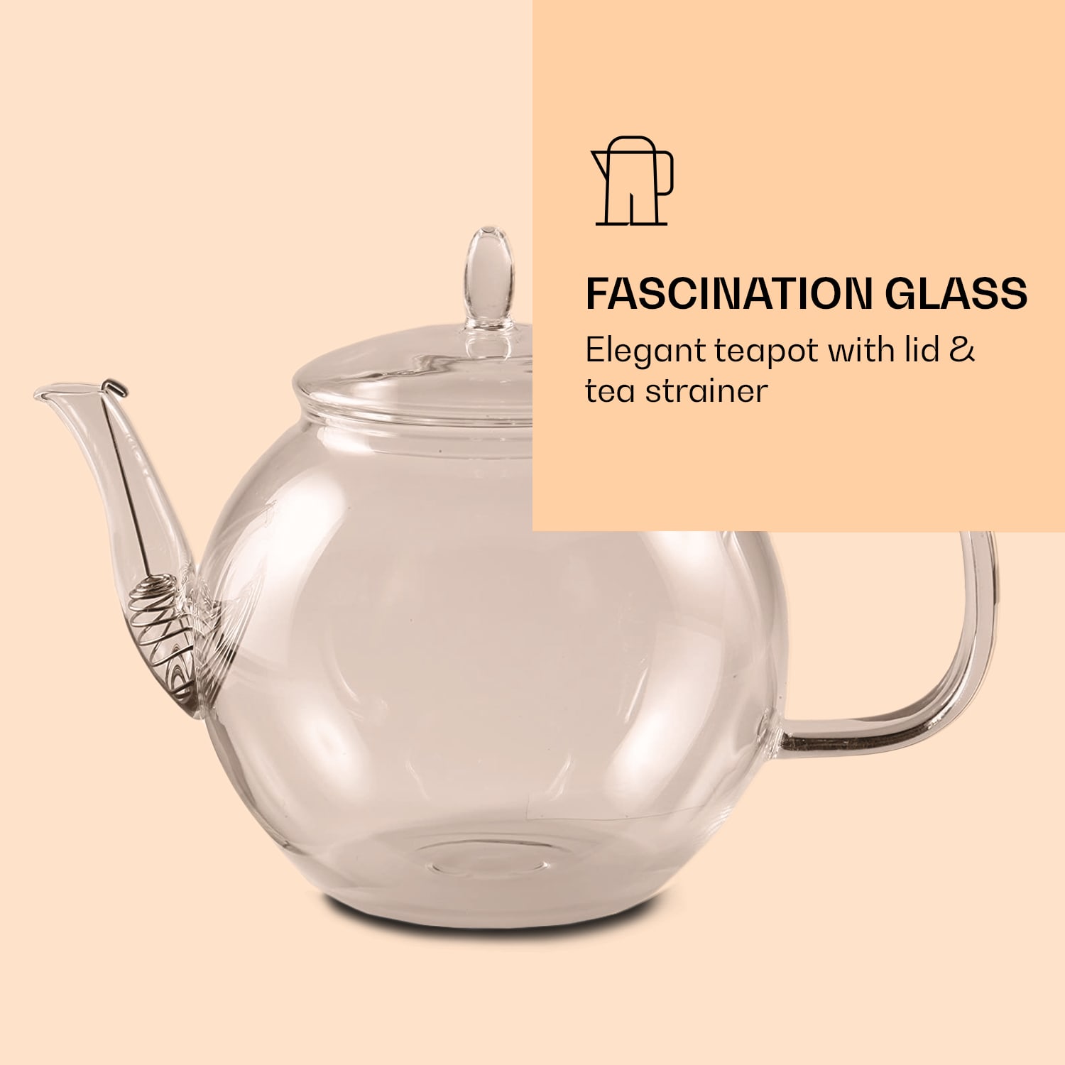 Feelino Sklenený džbán 800 ml, borosilikátové sklo, s uzáverom a čajovým sitkom – Obrázok 2