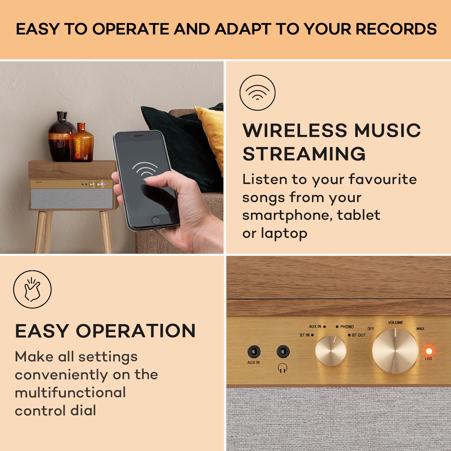 Auna Berklee TT Case, gramofónový prehrávač, remeňový pohon, 33 1/3, 45 a 78 otáčok/minútu, stereo reproduktory