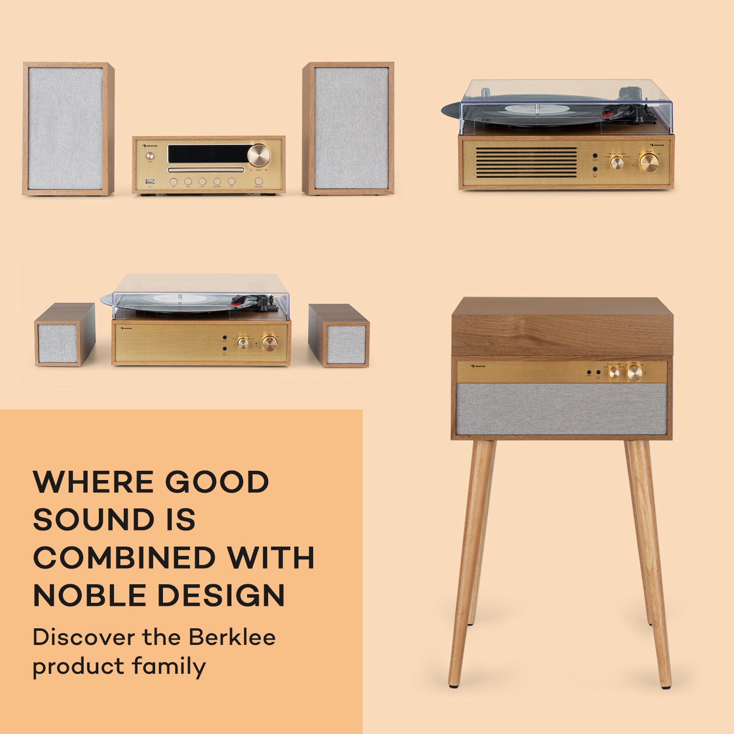 Auna Berklee TT Case, gramofónový prehrávač, remeňový pohon, 33 1/3, 45 a 78 otáčok/minútu, stereo reproduktory – Obrázok 2