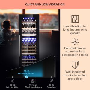 Klarstein Vinsider 89 Trio, vstavaná vinotéka, 5-18°C, dotykový ovládací panel, drevené police