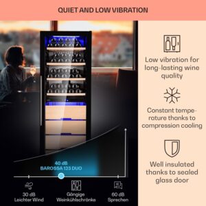 Klarstein Barossa 123 Duo, vinotéka, 226 l, 123 fliaš, 2 zóny, dotykové ovládanie