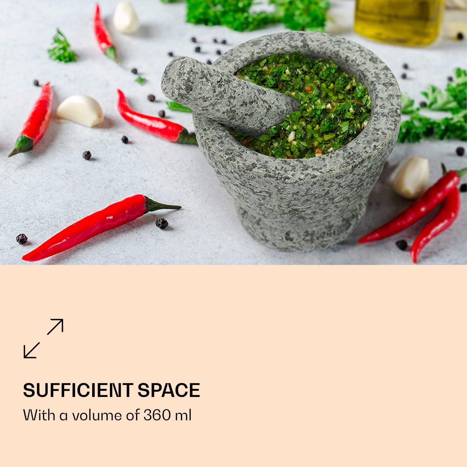 Gramercy Mažiar s tĺčikom, 360 ml, rebrovaná vnútorná časť, protišmykový – Obrázok 2