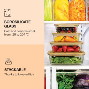Gramercy Sada dóz na čerstvé potraviny, 4 veľkosti, borosilikátové sklo, bambusové viečka, stohovateľné