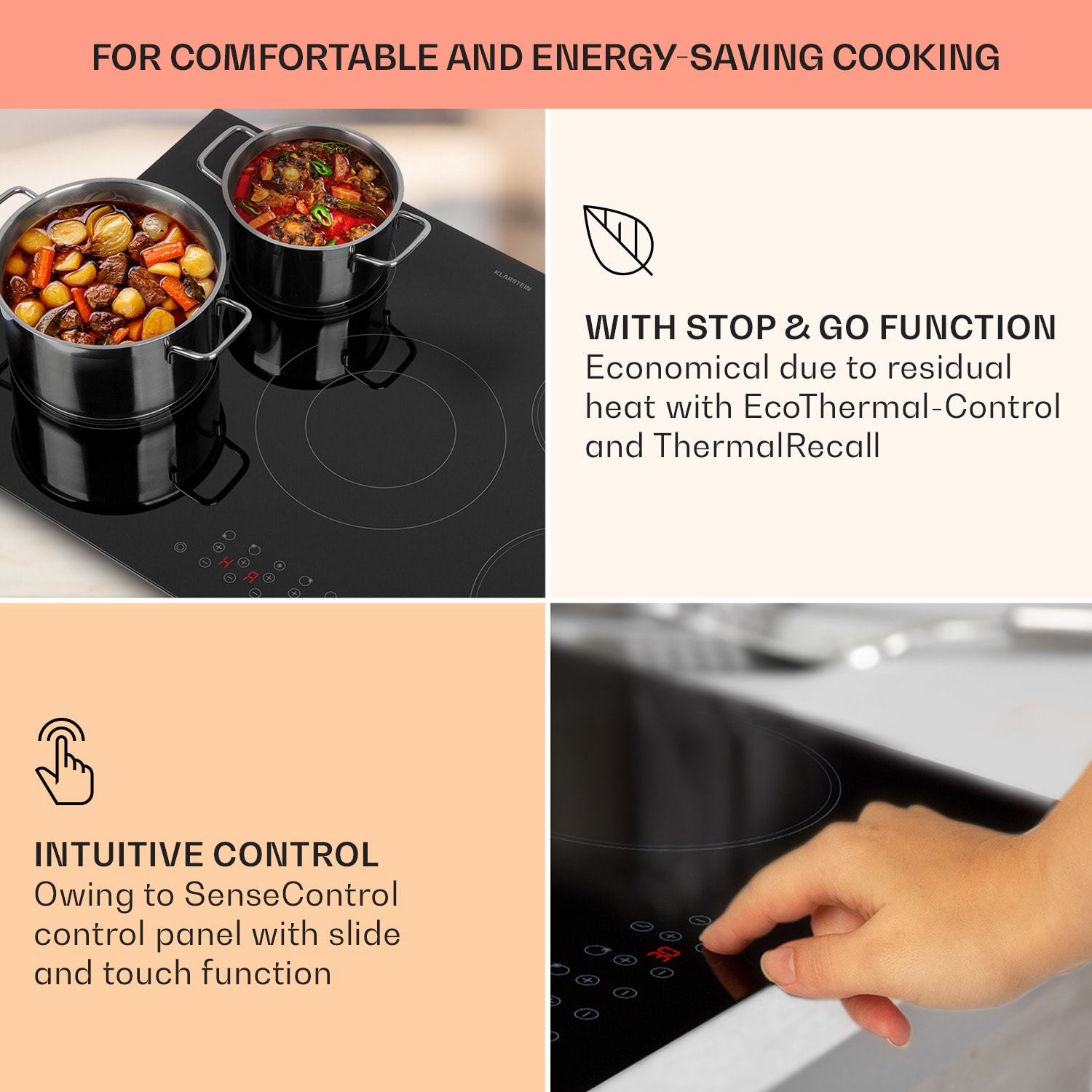 Klarstein Virtuosa 5, vstavaná varná doska, 5 zón, 8200W, sklokeramika