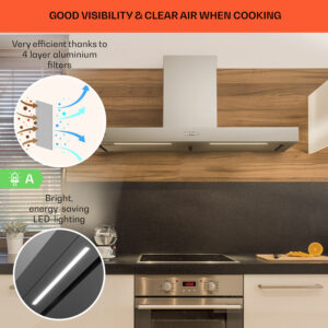 Klarstein Limelight, digestor, 120 cm, nástenný, 546,2 m³/h, nehrdzavejúca oceľ