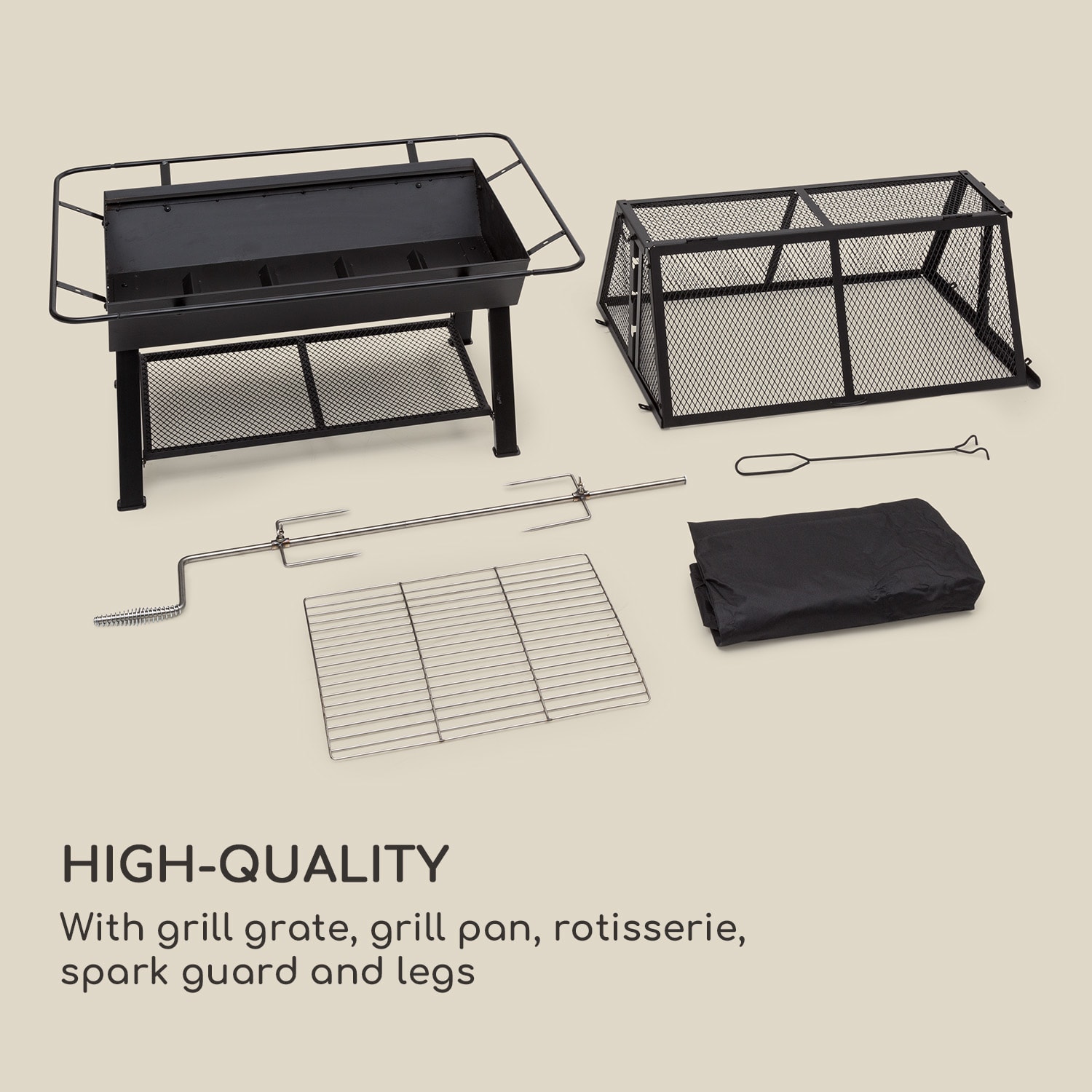 Blumfeldt Milos Alto, otočný gril, žiaruvzdorná oceľová konštrukcia, priehradka na drevo – Obrázok 3