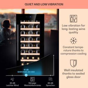Klarstein Barossa 38 Uno, vinotéka, 94 l, 38 fliaš, 1 zóna, dotykový displej