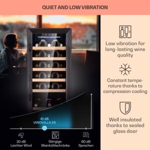 Klarstein Vinovilla 29 Built-In, vstavaná vinotéka, 81 l, 29 fliaš, 1 zóna, sklenené dvierka, nehrdzavejúca oceľ