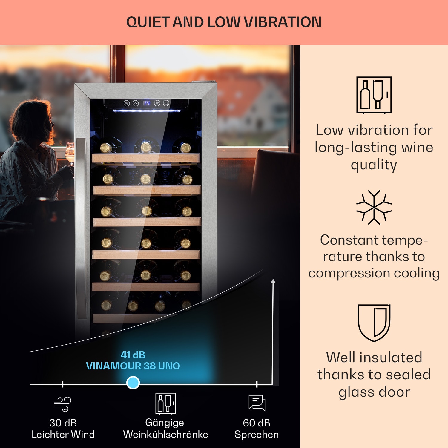 Klarstein Vinamour 38 Uno, vinotéka