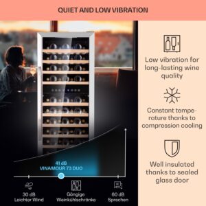 Klarstein Vinamour 73 Duo, vinotéka, 192 l, 73 fliaš, 5-18°C, 2 zóny, dotykové ovládanie