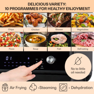 Klarstein Vita Pro, teplovzdušná fritéza s varením v pare, 2450 W, 18 l, 14 programov, 800 ml nádrž na vodu