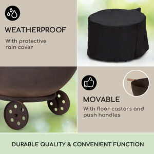 Blumfeldt Fireball Egon, ohnisko, oceľ, do záhrady alebo na terasu, Ø 66 cm, kryt na gril