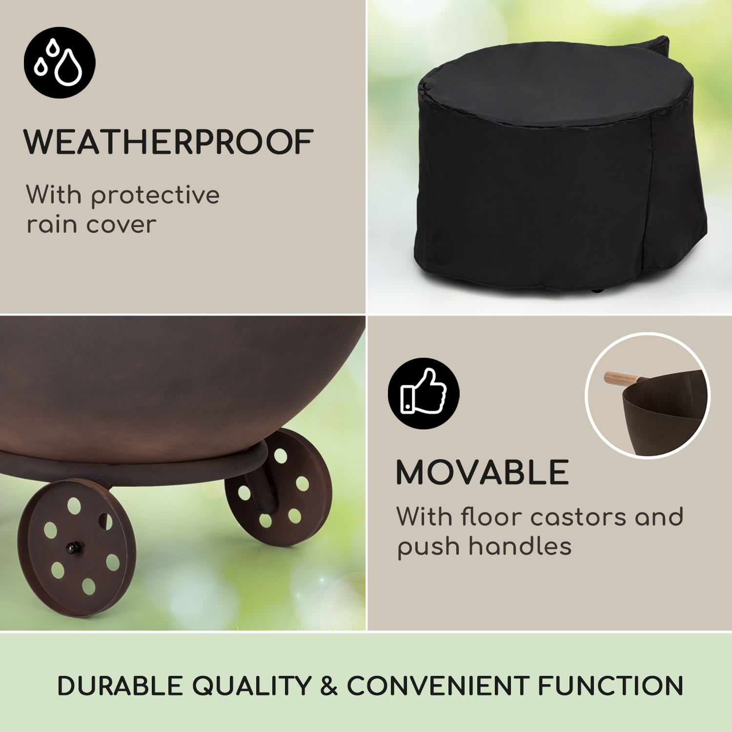 Blumfeldt Fireball Egon, ohnisko, oceľ, do záhrady alebo na terasu, Ø 66 cm, kryt na gril