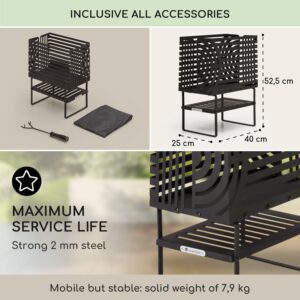 Blumfeldt Krakatoa, ohnisko, pevná oceľ, odkladací priestor na drevo, laserom rezaný dizajn