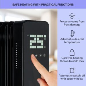 Sanford Smart, olejový radiátor, 2500 W, týždenný časovač, LED displej, dotykový panel, Klarstein aplikácia