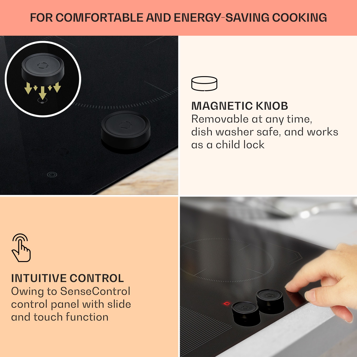 Klarstein Magnichef 4 Flex, vstavaná indukčná varná doska, 7000 W, 4 zóny, sklokeramika