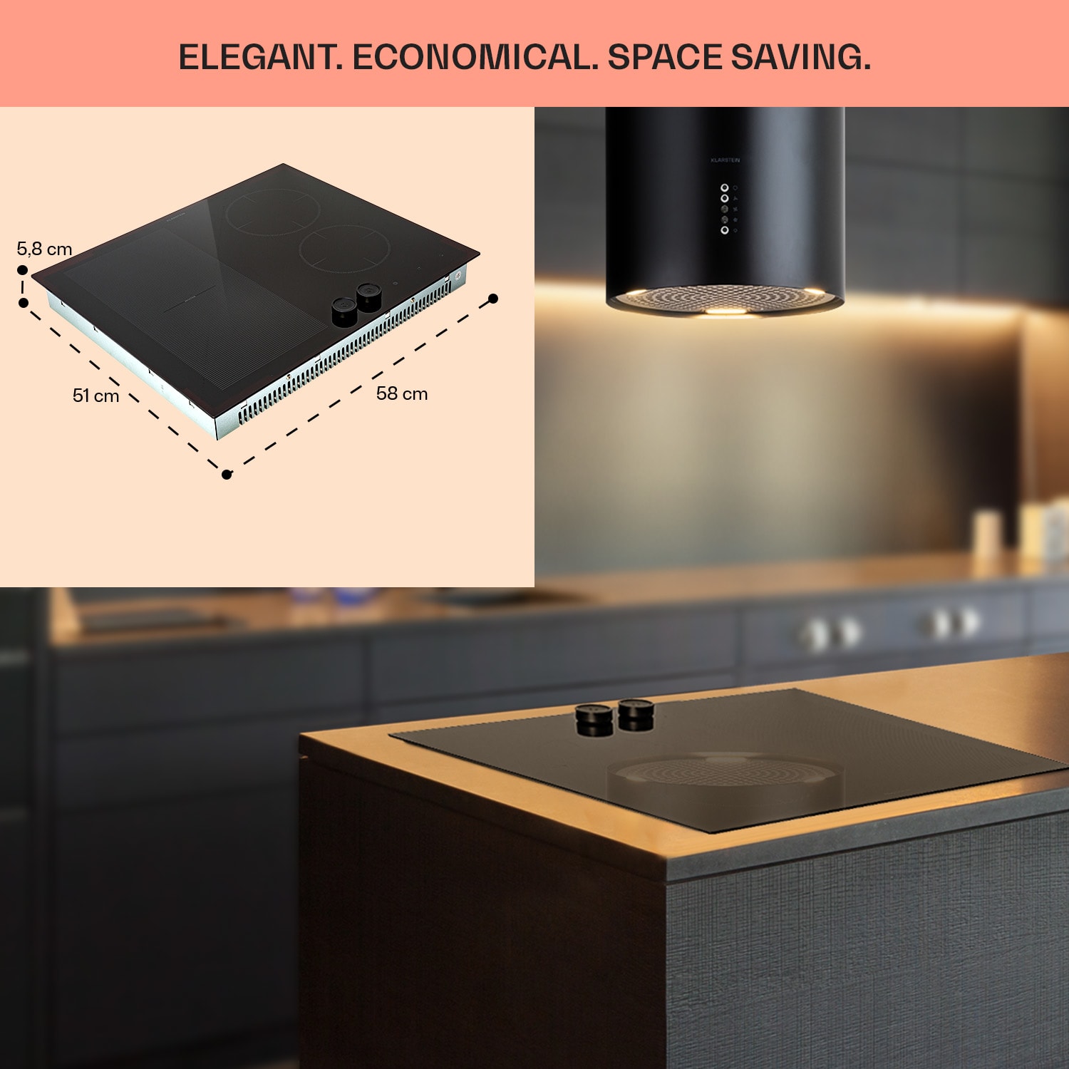 Klarstein Magnichef 4 Flex, vstavaná indukčná varná doska, 7000 W, 4 zóny, sklokeramika – Obrázok 3