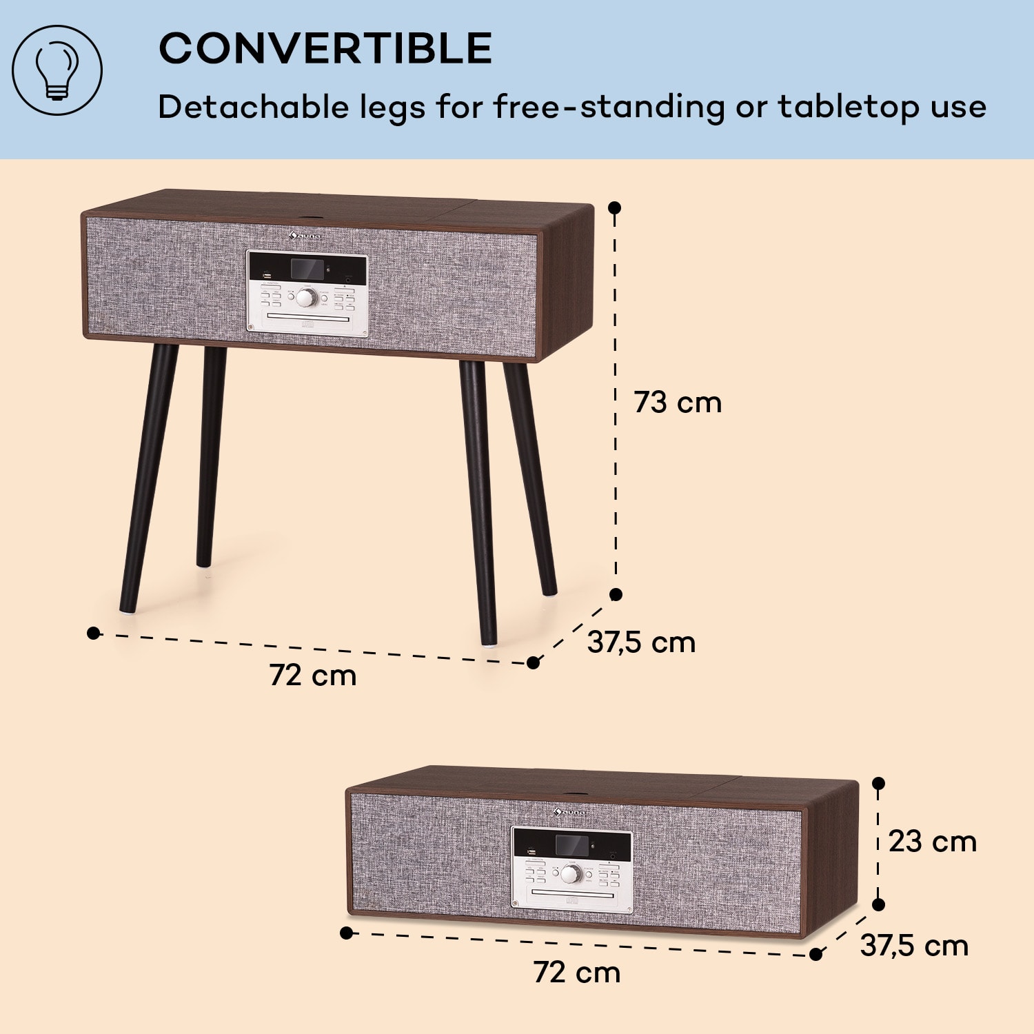 Auna Julie Ann, stereo systém, CD, BT, USB, DAB+/UKW, AUX-In – Obrázok 3