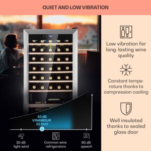 Klarstein Vinamour 32 Uno, vinotéka, 95 l, 36 fliaš, 4-18°C, 1 zóna, dotykové ovládanie