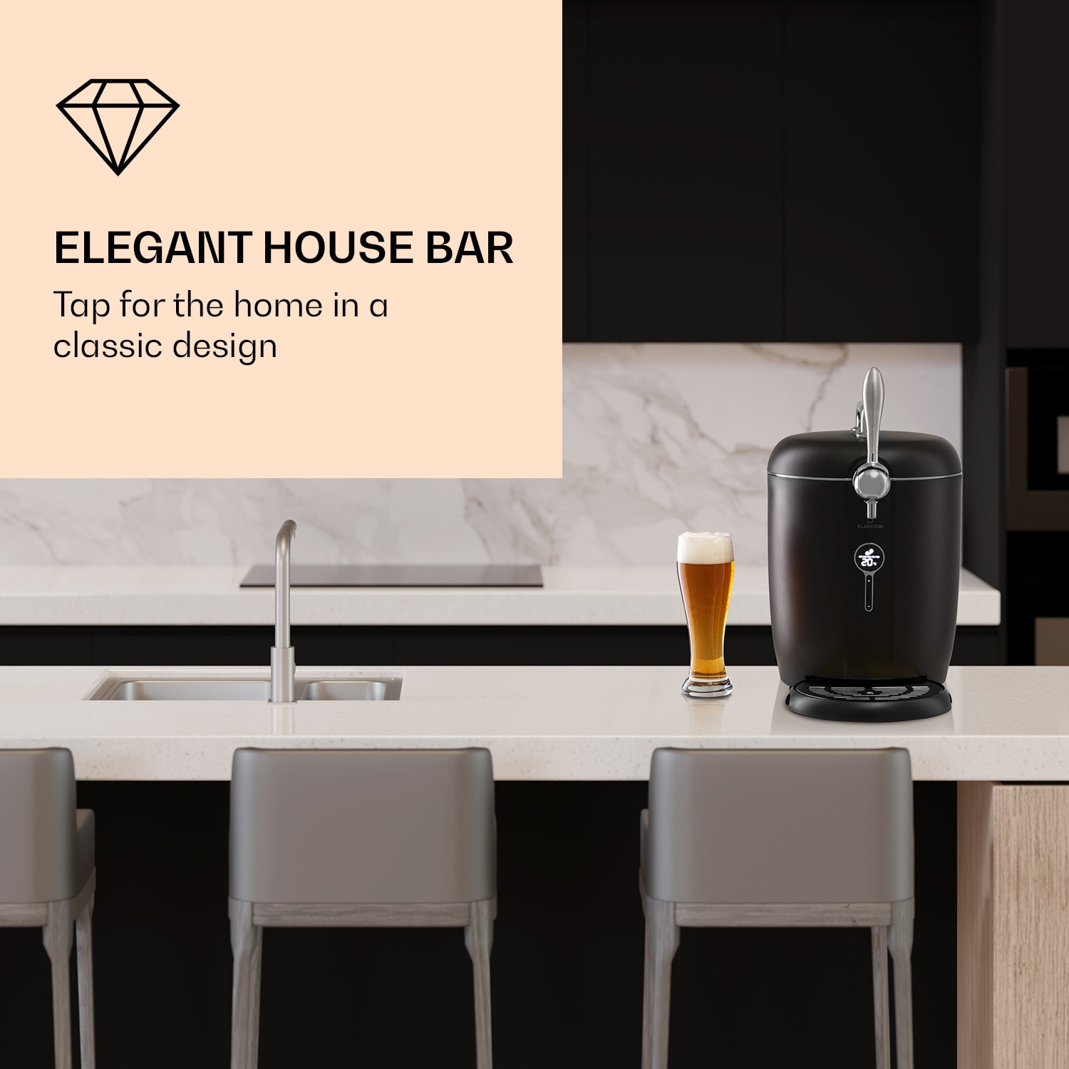 Klarstein Passau výčapný systém 6 l univerzálne sudy, vzduchový čerpadlo 3 - 12 °C 65 W – Obrázok 2