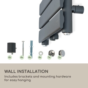 Blumfeldt Fairmont, radiátor, 80 x 45, 375 W, teplá voda, 3 držiaky uterákov, 1/2