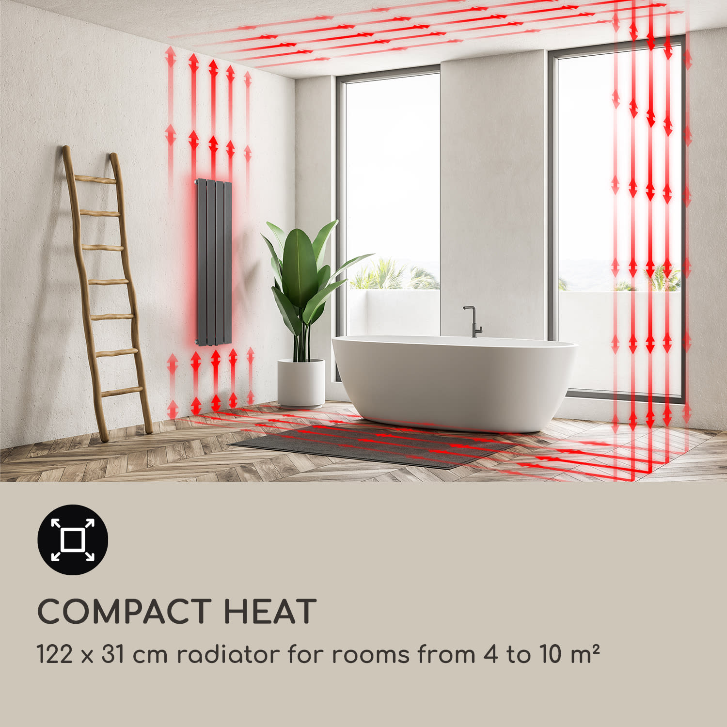 Blumfeldt Ontario, radiátor, 120 x 30, 380 W, inštalácia na stenu – Obrázok 2