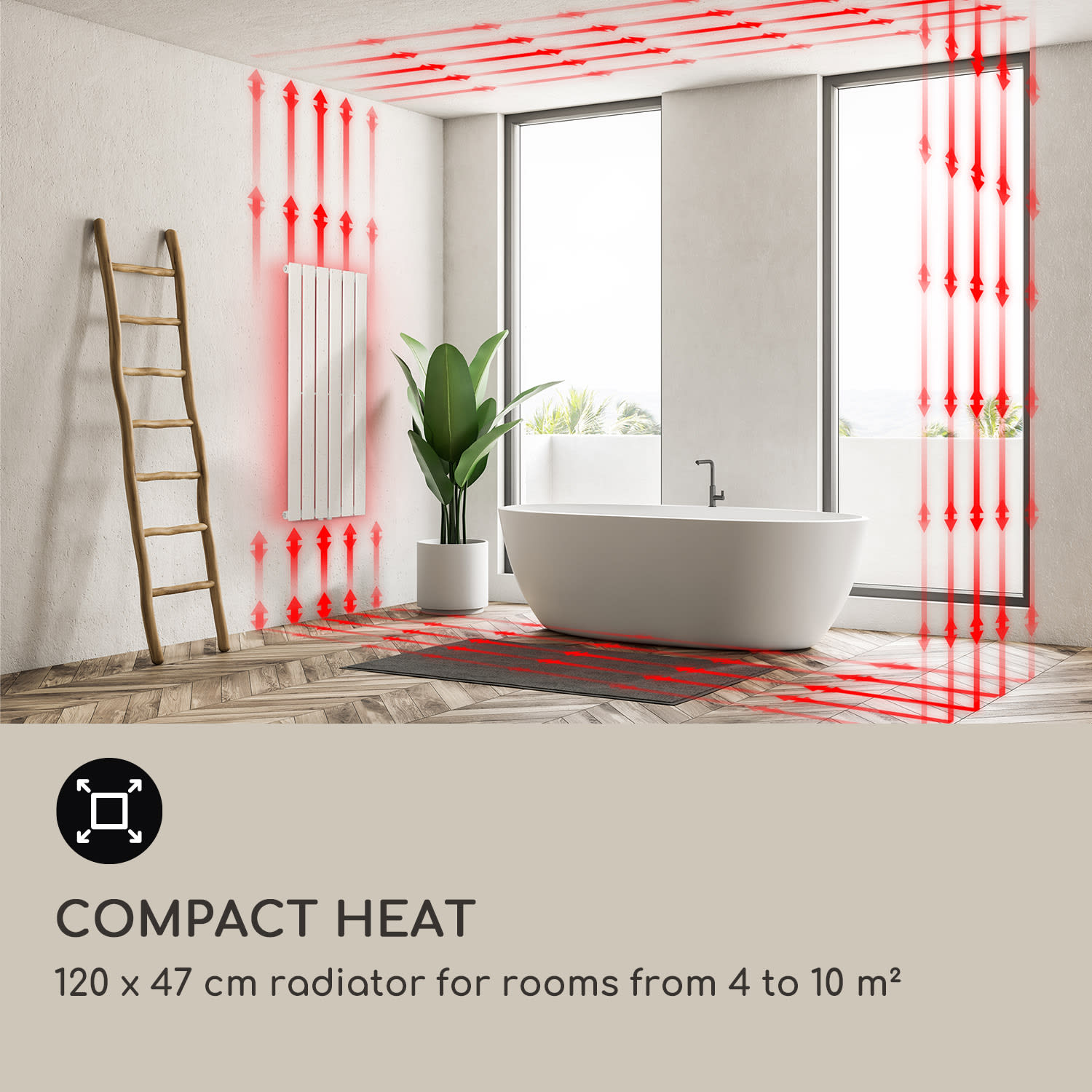 Blumfeldt Ontario, radiátor, 120 x 45, 485 W, inštalácia na stenu – Obrázok 2