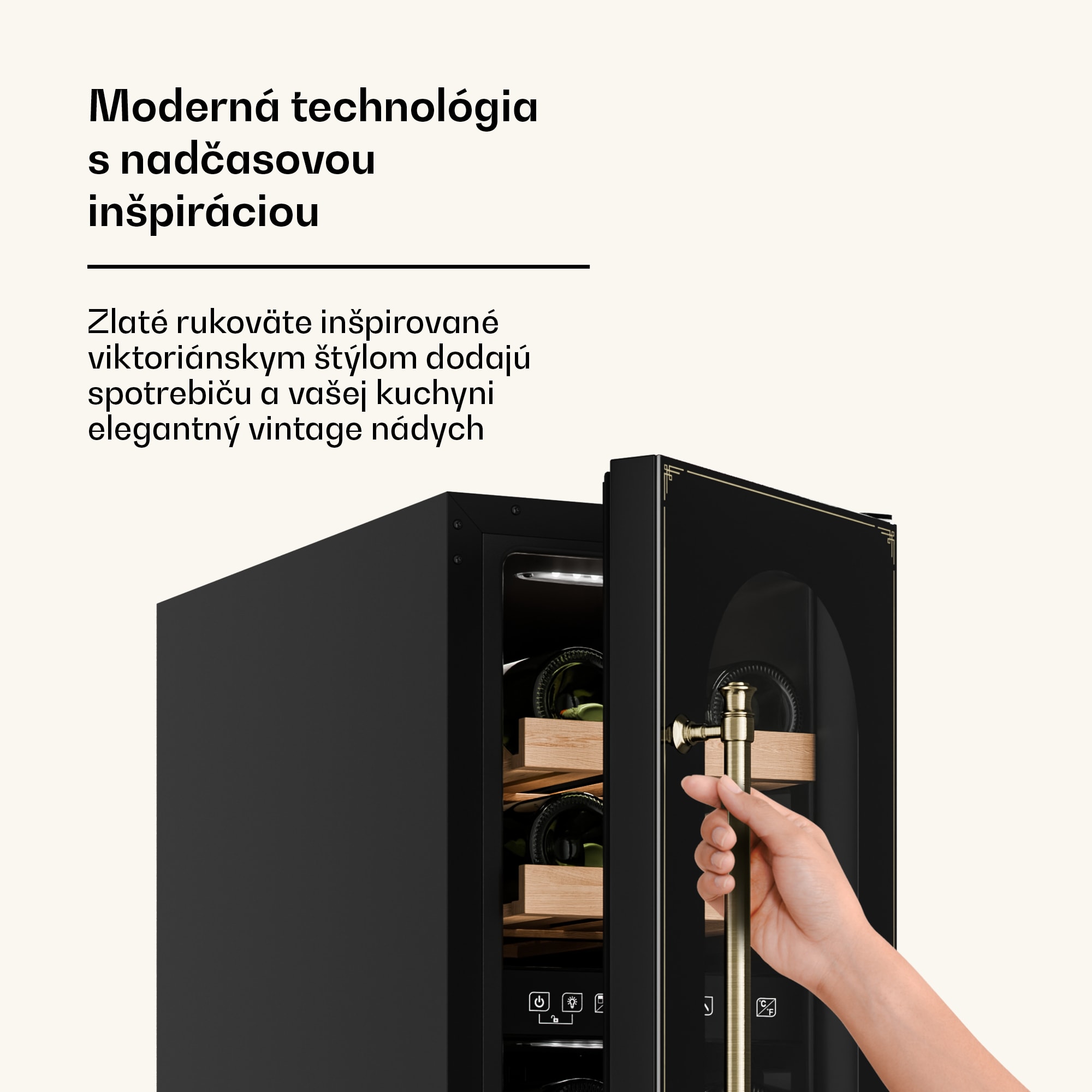 Klarstein Vinovilla Victoria 17 Built-In Duo Vilhelmine Edition, vinotéka, 17 fliaš, sklenené dvierka – Obrázok 2