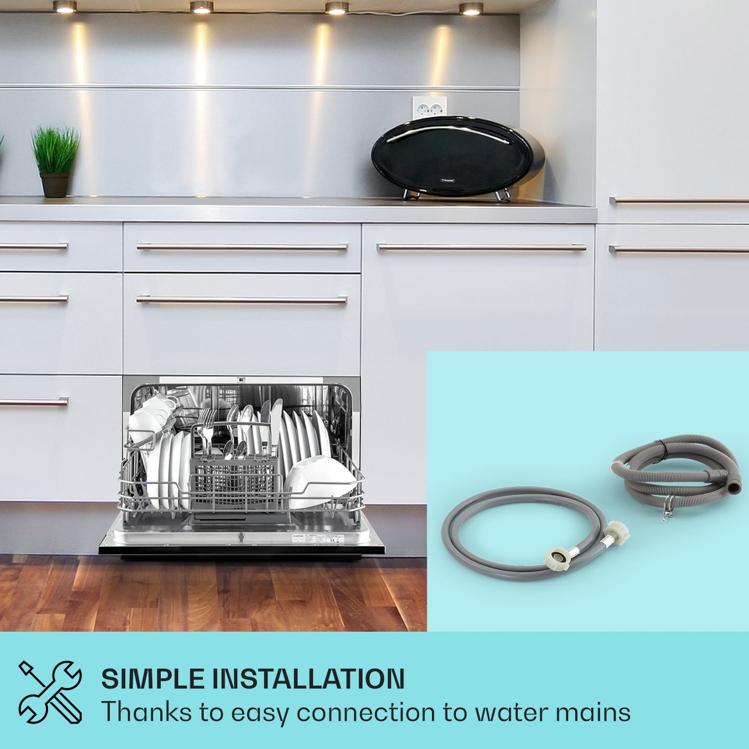 Klarstein Havasia UV 6, umývačka riadu, UV svetlo, 1380 W, voľne stojaca