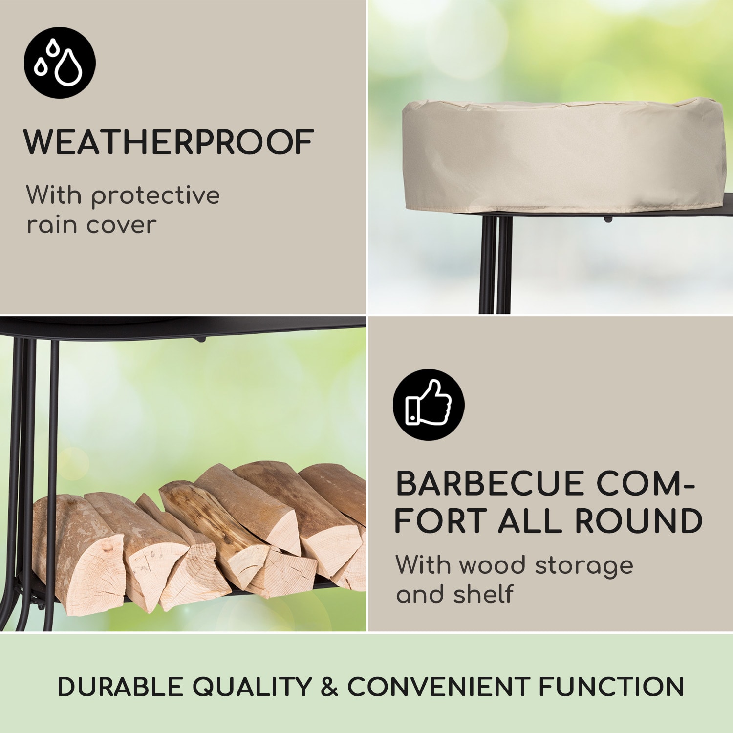 Blumfeldt Nantai, grilovacia stanica, ohnisko: Ø 50 cm, grilovací rošt: Ø 48 cm, dizajn stola