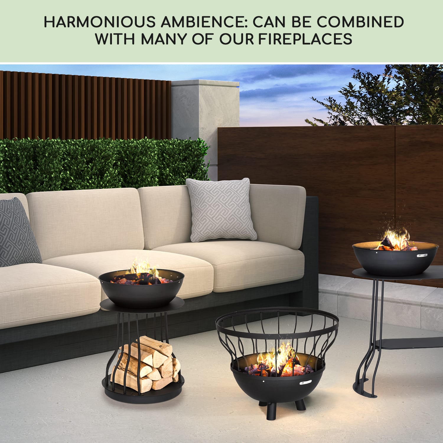 Blumfeldt Nantai, grilovacia stanica, ohnisko: Ø 50 cm, grilovací rošt: Ø 48 cm, dizajn stola – Obrázok 3