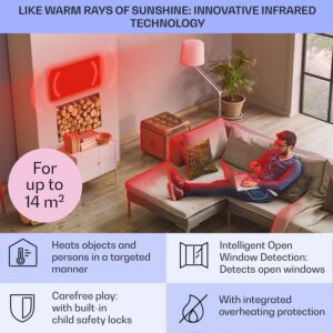 Klarstein Taal Smart, hybridný infračervený ohrievač, 105 x 56 cm, 750 W, týždenný časovač, IP24