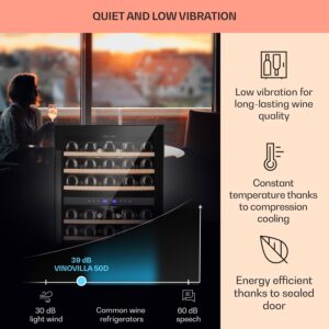 Klarstein Vinovilla 50 Duo, dvojzónová vinotéka, 53 l, 17 fliaš, 3-farebné LED osvetlenie, sklenené dvere