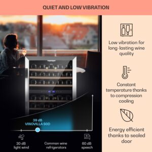 Klarstein Vinovilla 50 Duo, dvojzónová vinotéka, 53 l, 17 fliaš, 3-farebné LED osvetlenie, sklenené dvere