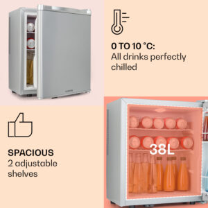 Klarstein Happy Hour 38, mini chladnička, minibar, chladnička na nápoje, 38 l, 26 dB
