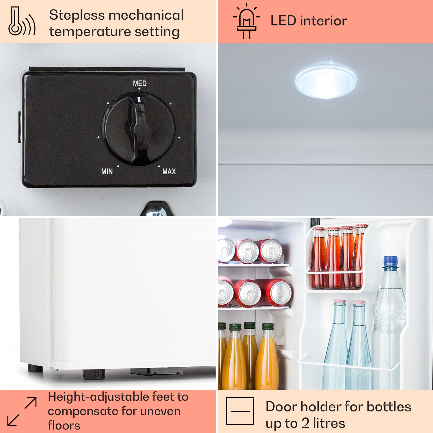 Klarstein Happy Hour 38, mini chladnička, minibar, chladnička na nápoje, 38 l, 26 dB – Obrázok 2