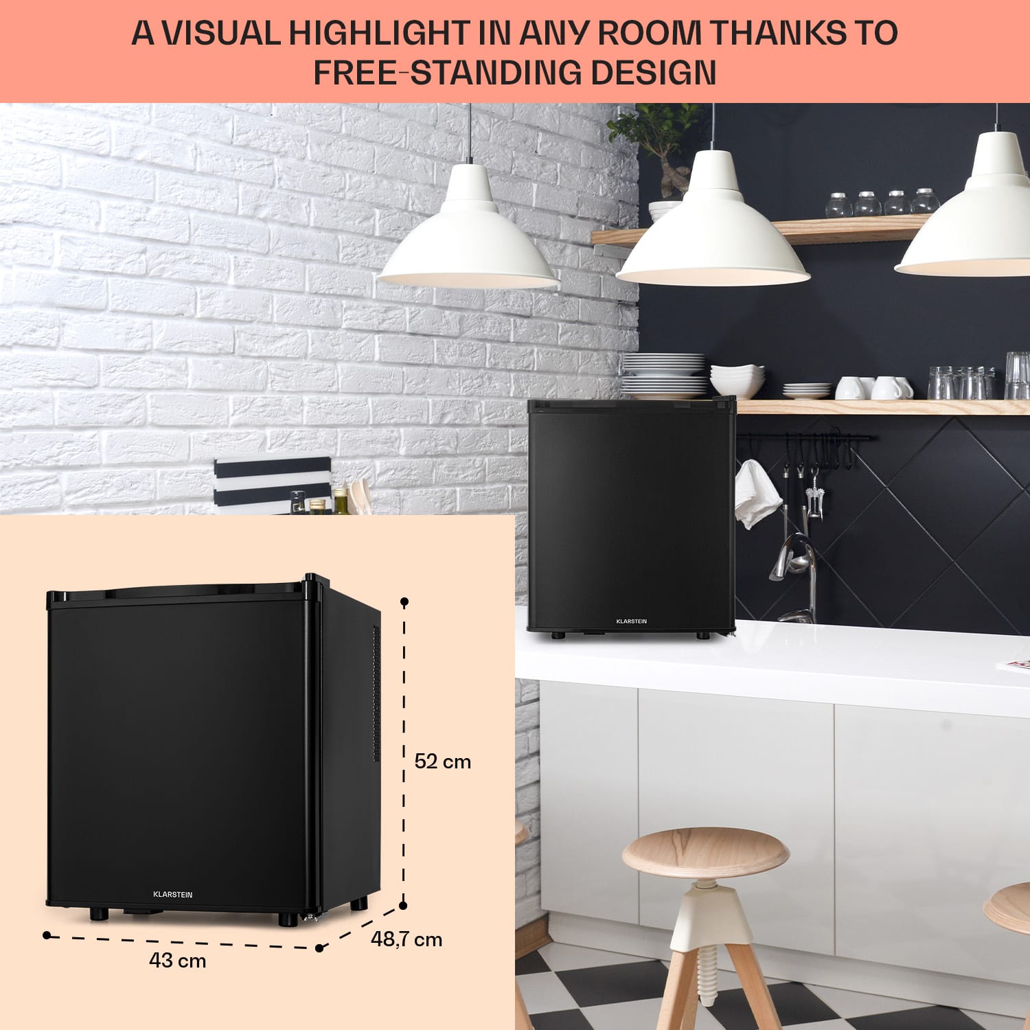 Klarstein Happy Hour 45, mini chladnička, minibar, chladnička na nápoje, 45 l, 26 dB – Obrázok 3