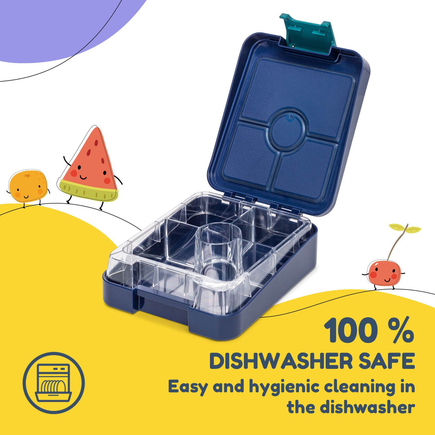 Klarstein Schmatzfatz easy, desiatový box, , 4 priehradky, 18 x 15 x 5 cm – Obrázok 2