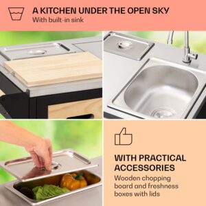 Klarstein Jersey vonkajšia kuchyňa s plynovým grilom a drezom, 20,7 kW, 5+1 horákov, mobilná