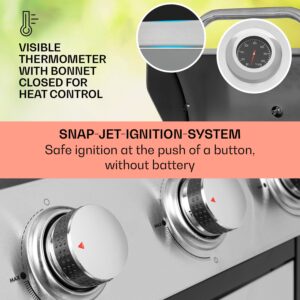 Klarstein Tomahawk, plynový gril, 3 x 3,6 kW horák, 60 x 43,5 cm, gril z nehrdzavejúcej ocele