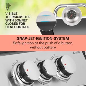 Klarstein Tomahawk 3.1 S, plynový gril, 3x3,6kW horák + 2,7 kW bočný horák, 60x45cm, gril, nehrdzavejúca oceľ