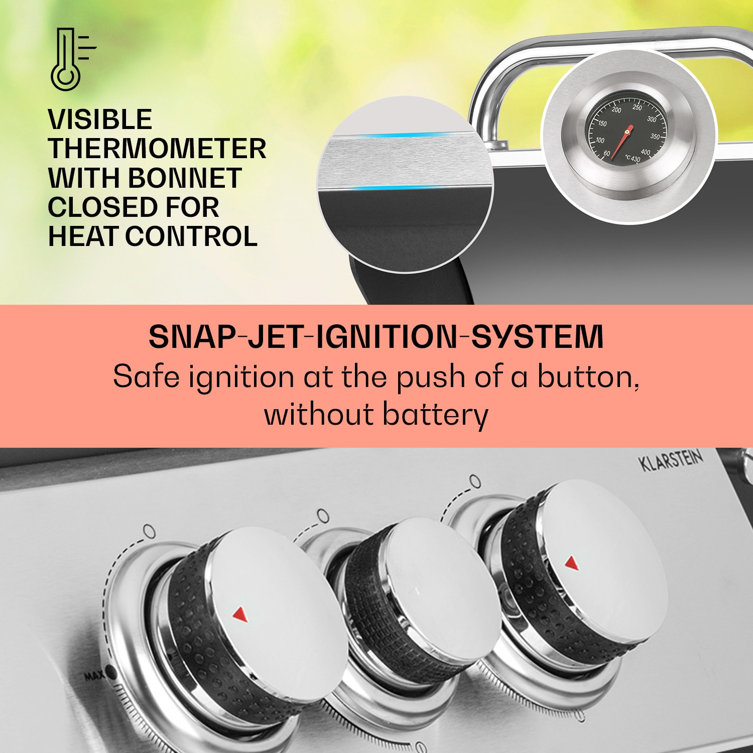 Klarstein Tomahawk 3.1 S, plynový gril, 3x3,6kW horák + 2,7 kW bočný horák, 60x45cm, gril, nehrdzavejúca oceľ