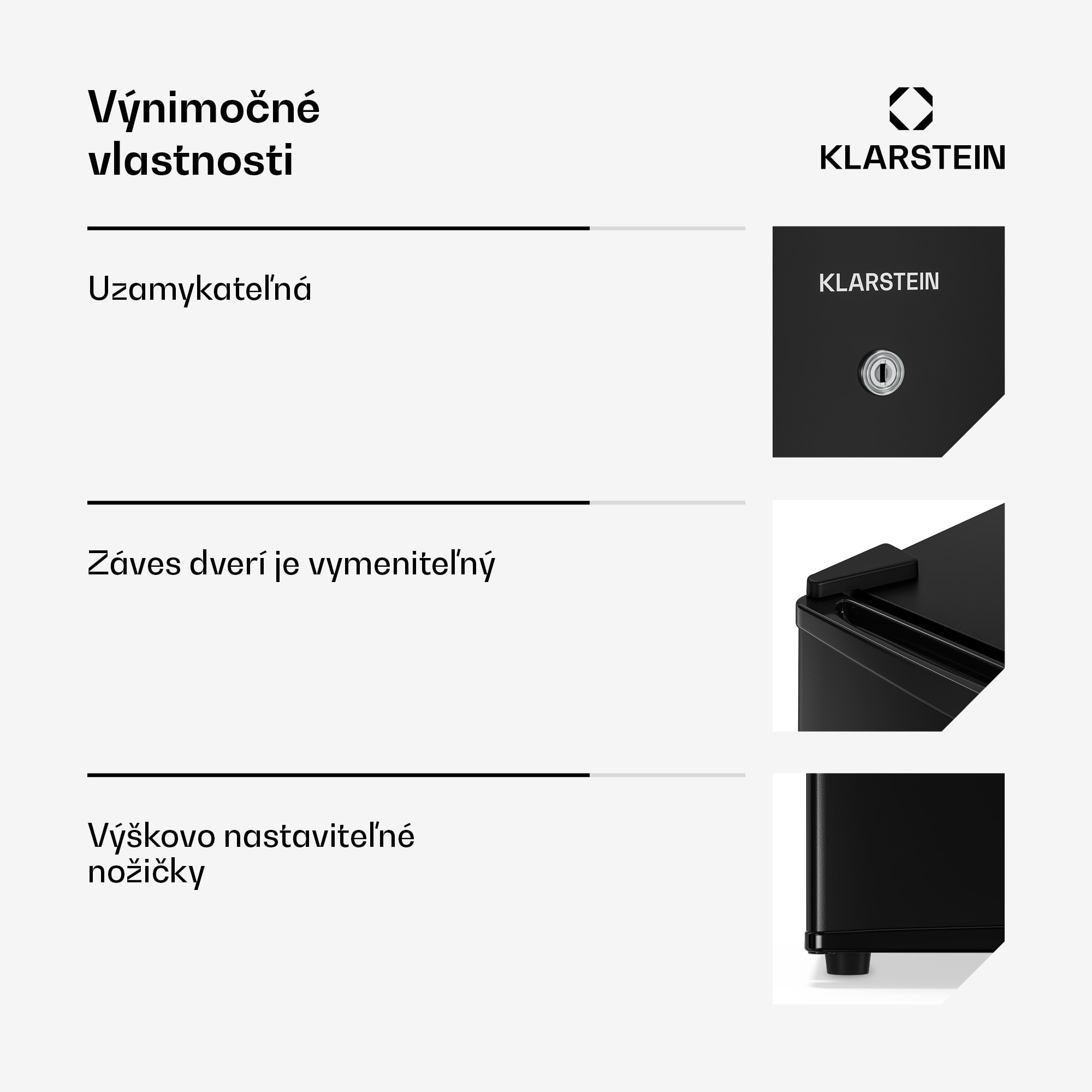 Klarstein Matterhorn 68, mini chladnička, 68 litrov, 35 dB, kompaktná, uzamykateľná – Obrázok 3